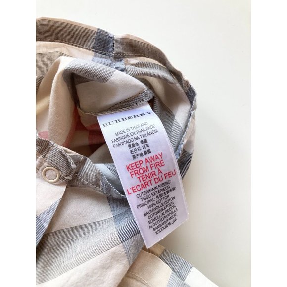 Kids' BURBERRY Light Tan Nova Check Plaid One Piece Jumpsuit Romper, Size 6M - Picture 7 of 12